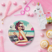 Retro Summer Girl Pappteller (Party)