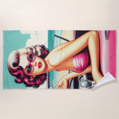 Retro Summer Girl Strandtuch (Vorderseite)