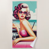 Retro Summer Girl Strandtuch (Vorderseite)