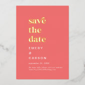 Retro Summer Gold Foil Hot Pink Save the Date Folieneinladung (Vorderseite)
