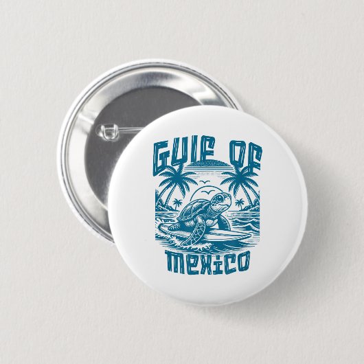 Retro Summer Golf von Mexiko Forever Turtle Beach Button (Vorne & Hinten)