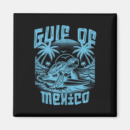 Retro Summer Golf von Mexiko Forever Turtle Beach Magnet (Vorne)