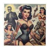 Retro Summer Gothic Button-up Fliese (Vorderseite)