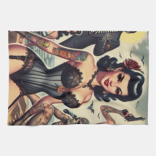 Retro Summer Gothic Button-up Geschirrtuch (Horizontal)