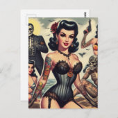 Retro Summer Gothic Button-up Postkarte (Vorne/Hinten)