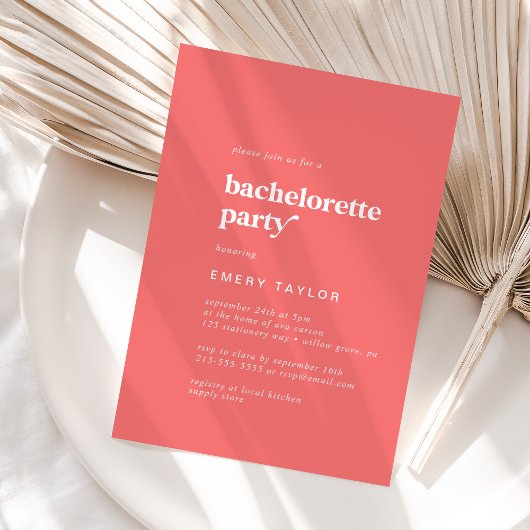 Retro Summer | Hot Pink Junggeselinnen-Abschied Einladung