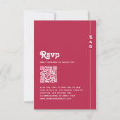 Retro Summer Hot Pink Monogram Wedding QR Code RSVP Karte (Vorderseite)