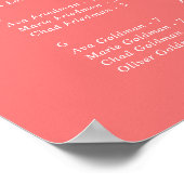 Retro Summer Hot Pink Wedding Chart Poster (Ecke)