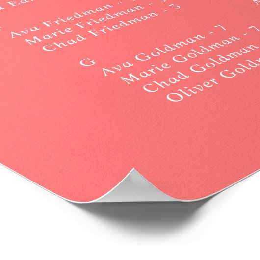 Retro Summer Hot Pink Wedding Chart Poster (Ecke)