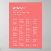 Retro Summer Hot Pink Wedding Chart Poster (Vorne)