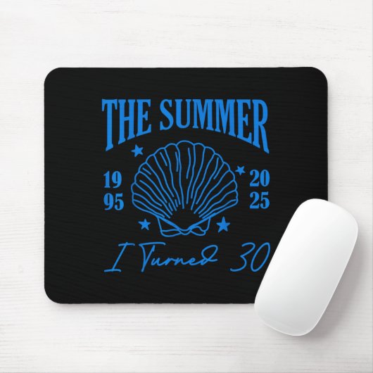 Retro Summer I Turn 30 Seashell Coastal Beach Summ Mousepad (Mit Mouse)
