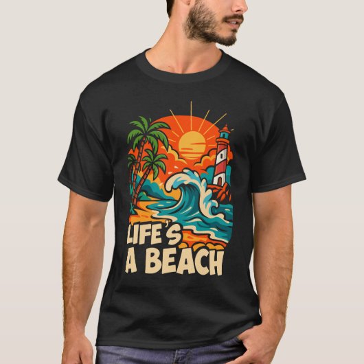 Retro Summer ‘life is a beach” Shirt (Vorderseite)