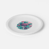 Retro Summer Ocean Wave Turtle Pappteller (Schrägansicht)