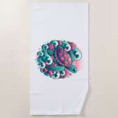 Retro Summer Ocean Wave Turtle Strandtuch (Vorderseite)