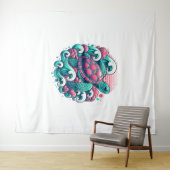 Retro Summer Ocean Wave Turtle Wandteppich (Beispiel (Horizontal))