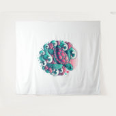 Retro Summer Ocean Wave Turtle Wandteppich (Vorderseite (Horizontal))