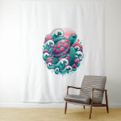 Retro Summer Ocean Wave Turtle Wandteppich (Beispiel)