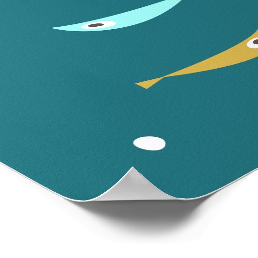 Retro Summer Ocean Waves Mitte Jahrhundert Moderne Poster (Ecke)