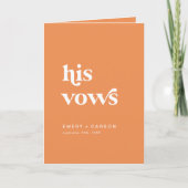 Retro Summer Orange Seine Vows Hochzeitbuch Einladung (Vorderseite)