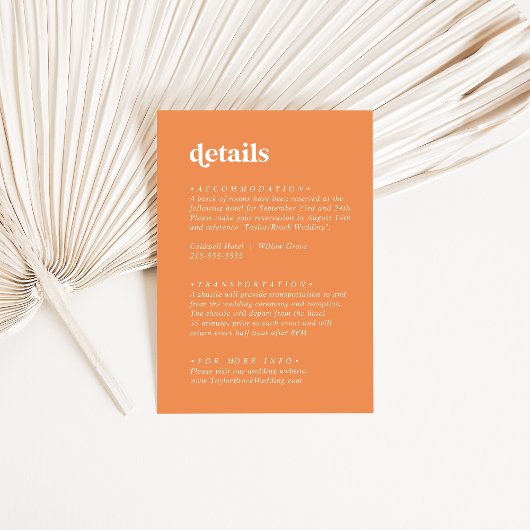 Retro Summer | Orange Wedding Details Begleitkarte