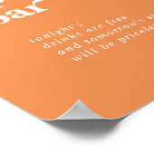 Retro Summer | Orange Wedding Open Bar Sign Poster (Ecke)