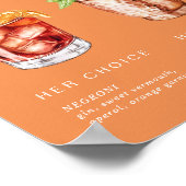 Retro Summer Orange Wedding Signature Drinks Zeich Poster (Ecke)