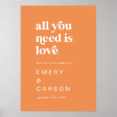 Retro Summer Orange Wedding Willkommenssignatur Poster (Vorne)