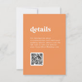 Retro Summer Orange White QR Code Hochzeitdetails Einladung (Vorderseite)