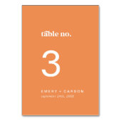 Retro Summer | Orangefarbene Tischnummer (Vorderseite)