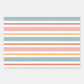 Retro Summer Pastel Striped Pink Mint And Mustard  Geschenkpapier Set (Vorderseite 3)