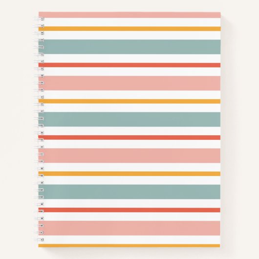 Retro Summer Pastel Striped Pink Mint And Mustard Notizblock (Vorderseite)