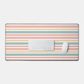 Retro Summer Pastel Striped Pink Mint And Mustard  Schreibtischunterlage (Tastatur & Maus)