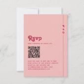 Retro Summer Pink & Blush Monogram Wedding QR Code RSVP Karte (Vorderseite)