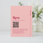 Retro Summer Pink & Blush Monogram Wedding QR Code RSVP Karte (Stehend Vorderseite)