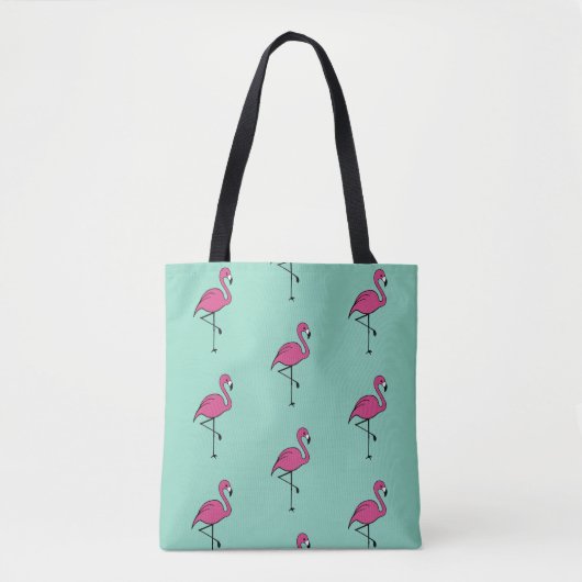 Retro Summer Pink Flamingo Beach Tote Beutel Gesch Tasche (Vorderseite)