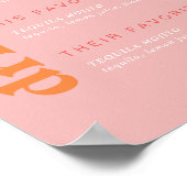 Retro Summer Pink und Orange Favorite Drinks Zeich Poster (Ecke)