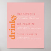 Retro Summer Pink und Orange Favorite Drinks Zeich Poster (Vorne)