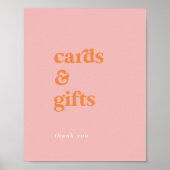 Retro Summer Pink und Orange Karten und Geschenkze Poster (Vorne)