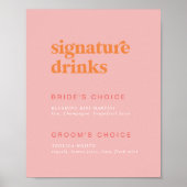 Retro Summer Pink und Orange Signature Drinks Zeic Poster (Vorne)