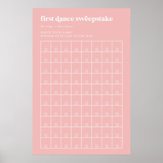 Retro Summer Pink Wedding First Dance Sweepsong Poster (Vorne)