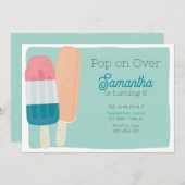 Retro Summer Popsicle Kindergeburtstag Einladung (Vorne/Hinten)