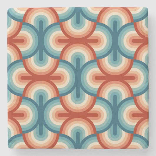 Retro Summer Rainbow Strips Muster Steinuntersetzer (Vorderseite)