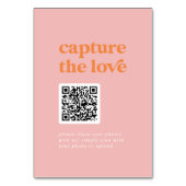 Retro Summer | Rosa Orange Capture the Liebe Sign Tischnummer (Rückseite)