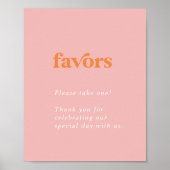 Retro Summer | Rosa und orange Gastgeschenke Hochz Poster (Vorne)
