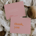 Retro Summer | Rosa und orange Hochzeit Dankeskarte<br><div class="desc">Diese Retro Sommer rosa und orange Hochzeit danke Ihnen Karte ist perfekt für eine farbenfrohe Hochzeit. Das einzigartige moderne Vintage Design besticht durch eine rosa, leuchtend orangefarbene Farbpalette in warmen Rosatönen mit lustigen tropischen Strandbädern. Personalisieren Sie die Rückseite der Karte mit Ihren Namen, und eine Dankeschön-Nachricht. Alternativ können Sie den...</div>