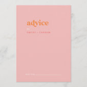 Retro Summer | Rosa und orange Hochzeit Hinweiskarte (Vorderseite)