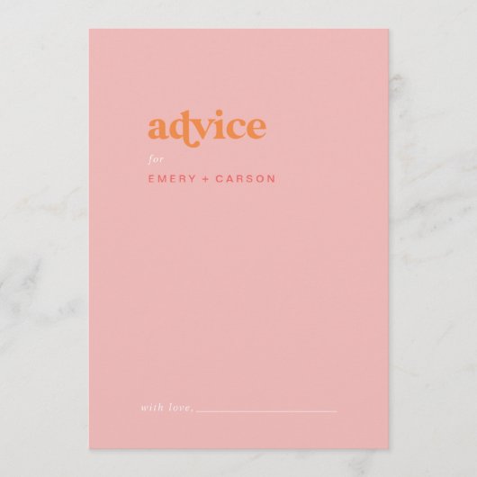 Retro Summer | Rosa und orange Hochzeit Hinweiskarte (Vorderseite)