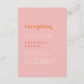 Retro Summer | Rosa und orange Hochzeitsempfang Begleitkarte (Vorderseite)