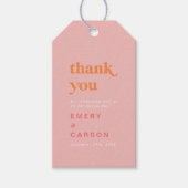 Retro Summer | Rosa und orange Vielen Dank Geschenkanhänger (Vorderseite)