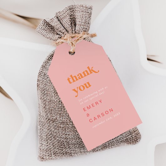 Retro Summer | Rosa und orange Vielen Dank Geschenkanhänger